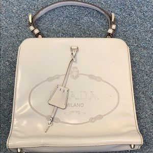 Prada white patent leather purse